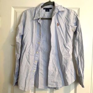 Blue & white pinstripe Ralph Lauren women’s shirt